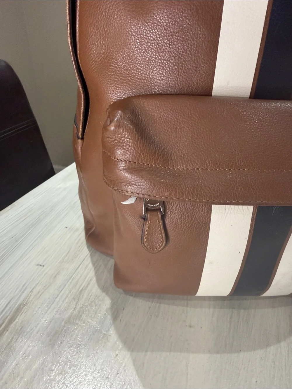 Coach Houston Men’s Brown Leather Backpack Set with Stripe Accent
